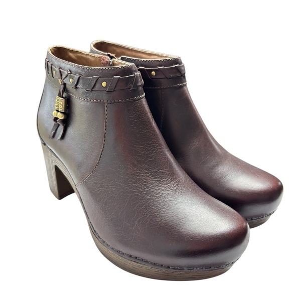 Dansko Dabney Ankle Boots Booties Brown Leather Block Heel 41 US 10.5 / 11 NEW - Picture 5 of 13